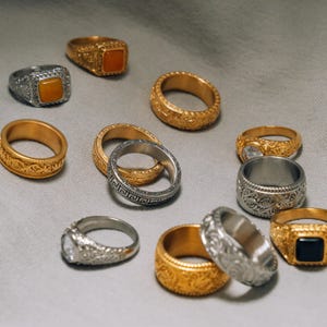Mens Ring - Thin Greek Key Band Ring For Men, Silver Roman Pattern Ring
