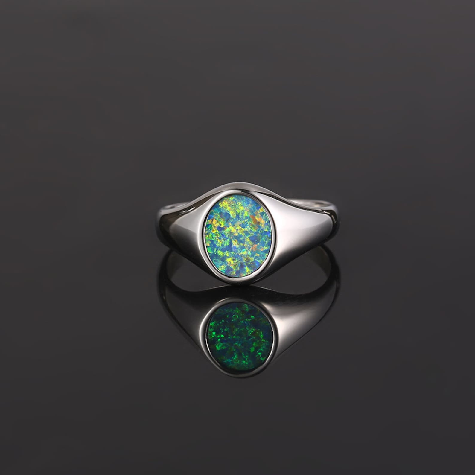 Mens Ring Green Opal Gold Ring Opal Ring Ring Mens Etsy