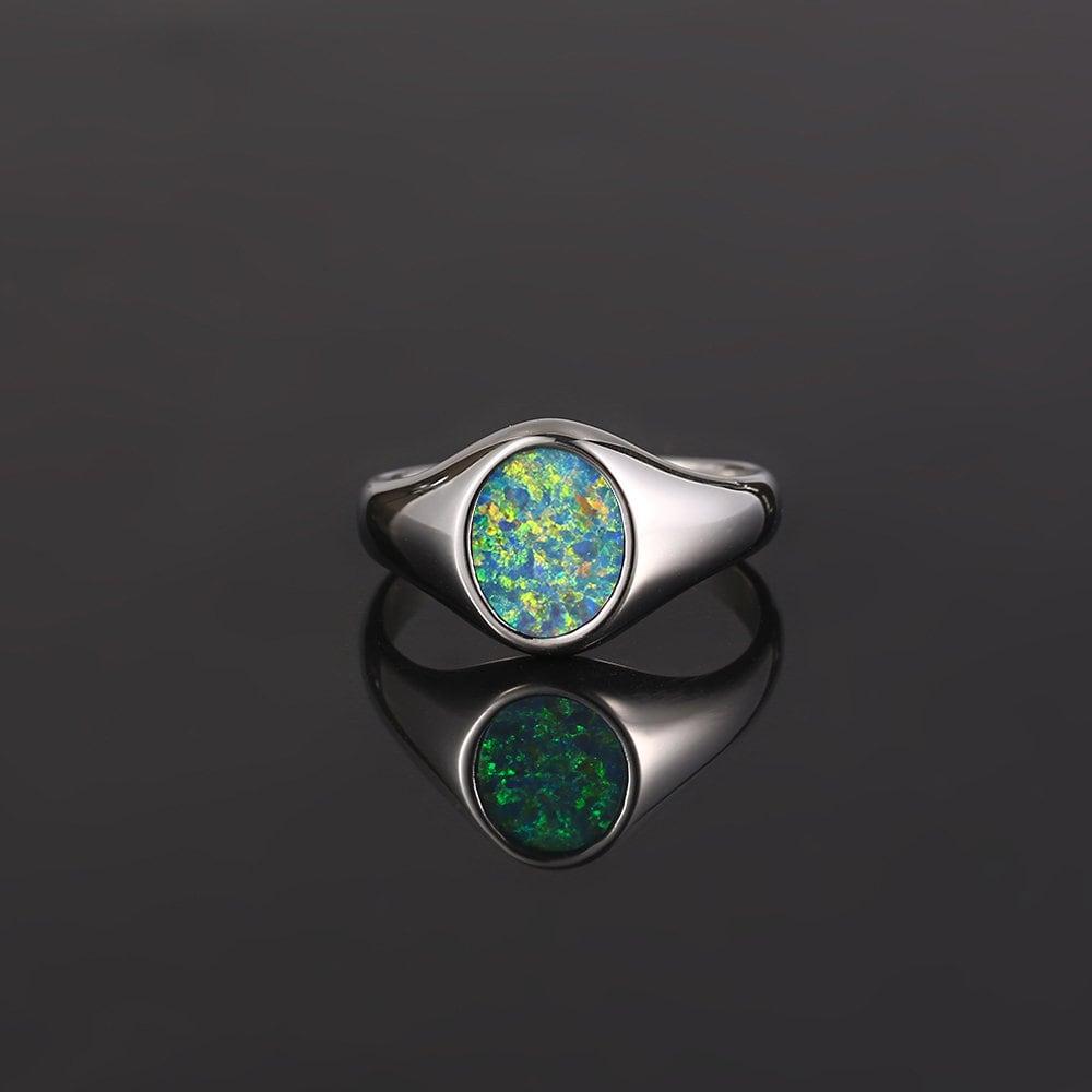 Mens Ring Green Opal Gold Ring Opal Ring Ring Mens Etsy UK