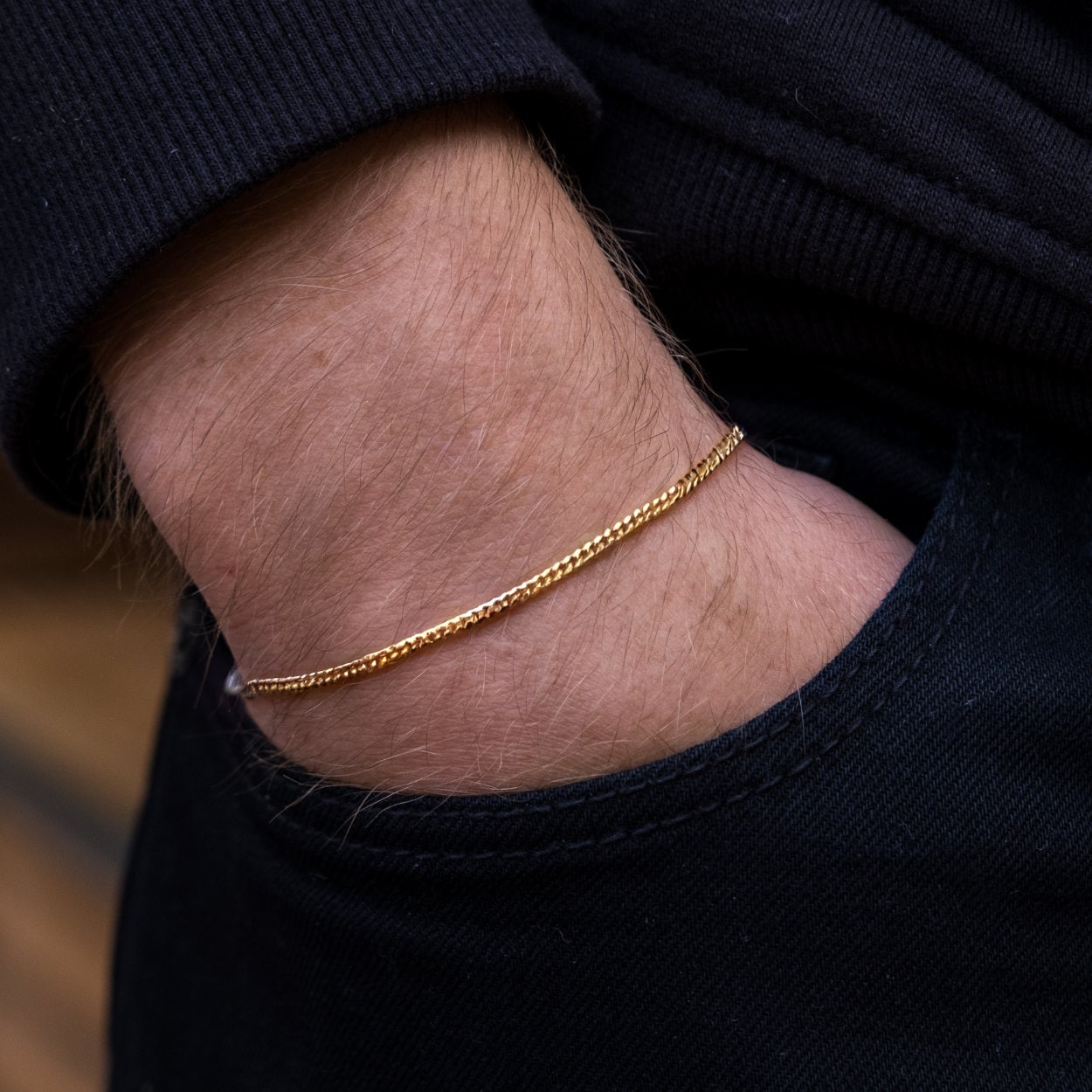 23K Gold Bracelet Men Mens Bracelet 2mm Cuban Chain Thin Gold Bracelet Miami Link Gold Bracelet Chains for Men By Twistedpendant