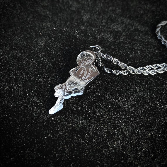 Silver Astronaut Mens Necklace Silver Pendant Necklace for 