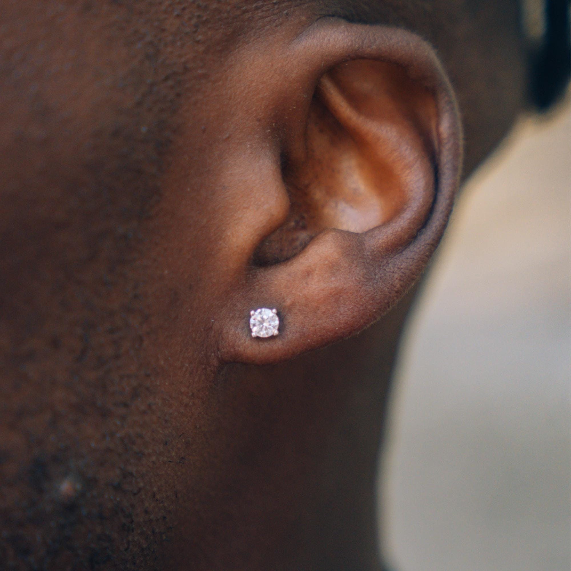 Boucles D'oreilles Diamant Brut Bleu - 1,80 Ct - Argent Sterling 14k Or Blanc - Rustic Diamond