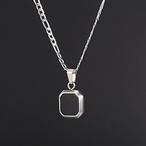 Black Onyx Stone Pendant Silver 