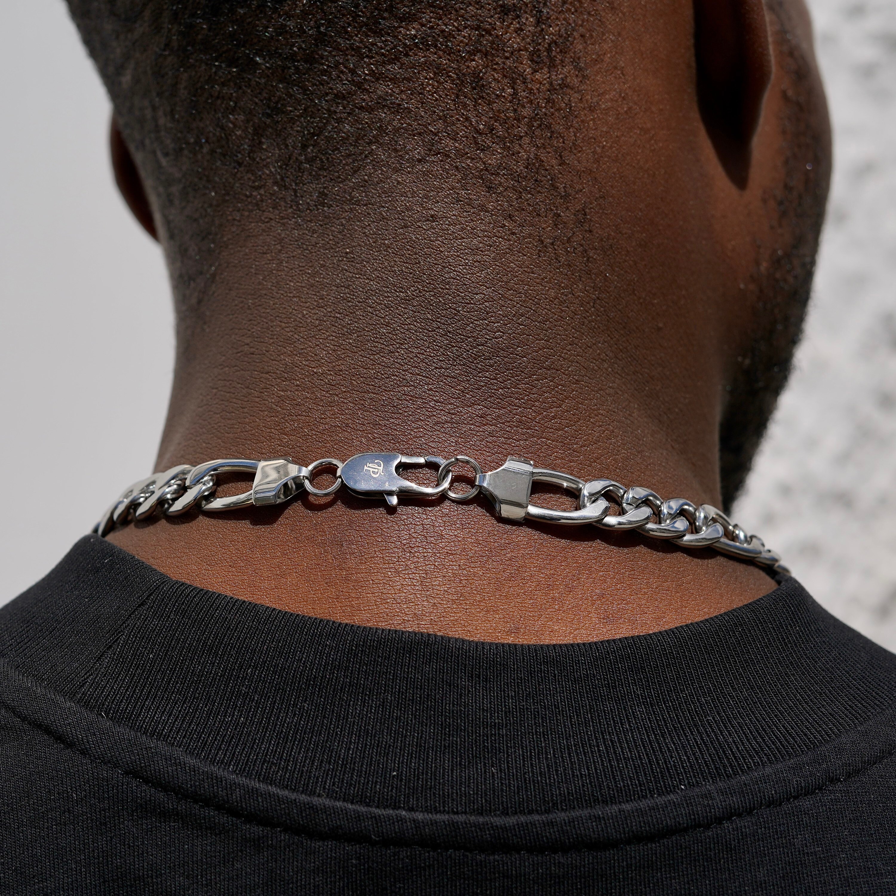 シルバーネックレスチェーンチョーカーフィガロリンク、メンズシルバー