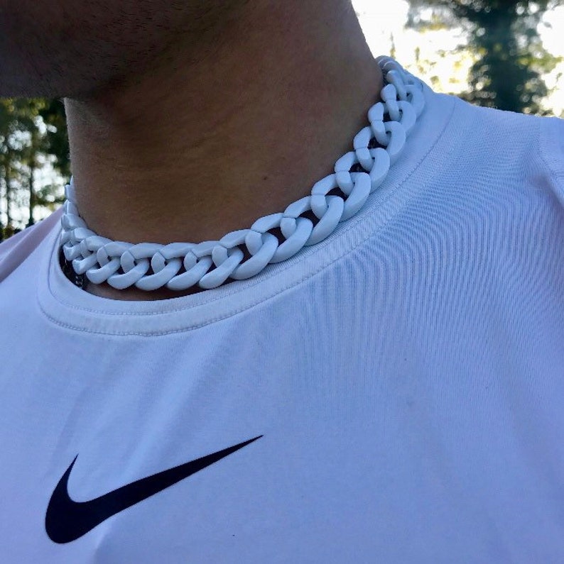 Thick Necklace Chain Choker Cuban Curb Mens Chain 15mm White - Etsy