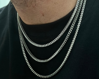 Collana In Argento Sterling 925 – Catena Spiga Grano Regolabile Max 22 Pollici – Senza Pietra