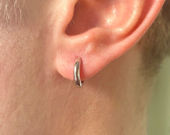 100% 925 Argento Sterling Nero Colore Retrò Orecchini A Cerchio Huggie - Foto 7