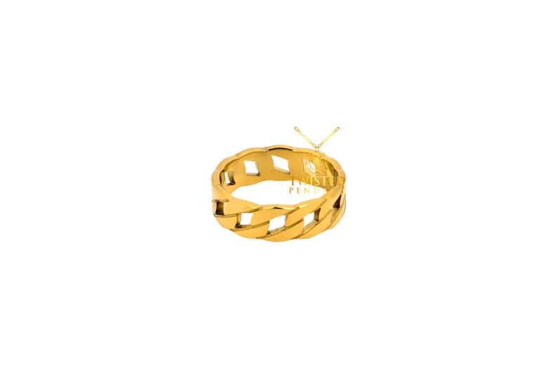 Gold Chain Rings Gold Signet Ring Gold Statement Ring Gold Link Ring Gold Cuban Chain Chunky Ring Gold Stacking Ring