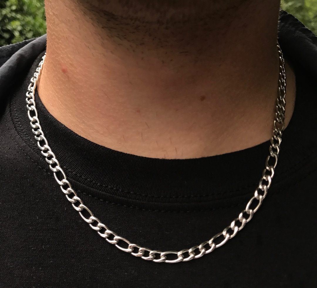 5mm Silver Figaro Chain Necklace - Mens Chains Silver 18
