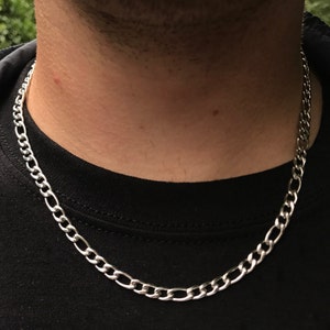 5mm Silver Figaro Chain Necklace - Mens Chains Silver 18" / 20" 22" Chain Link 3mm/5mm Silver Chain Necklace For Men - By Twistedpendant