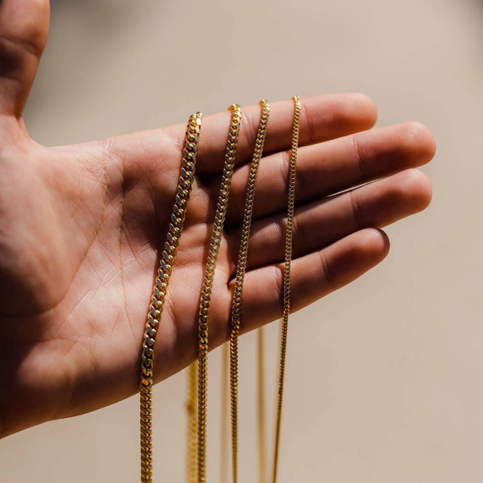 3mm Thin Gold Chain 18K Gold Cuban Chain Mens Gold Chain Etsy UK