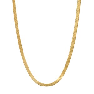 18K Gold Snake Chain Necklace, 5mm Flat Snake Layer Necklace Gold Chain, Gold Choker Necklace, Gold Herringbone Chain, 18K Gold Jewelry image 3