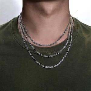 Silver Figaro Chain - Mens Silver Chains - By Twistedpendant