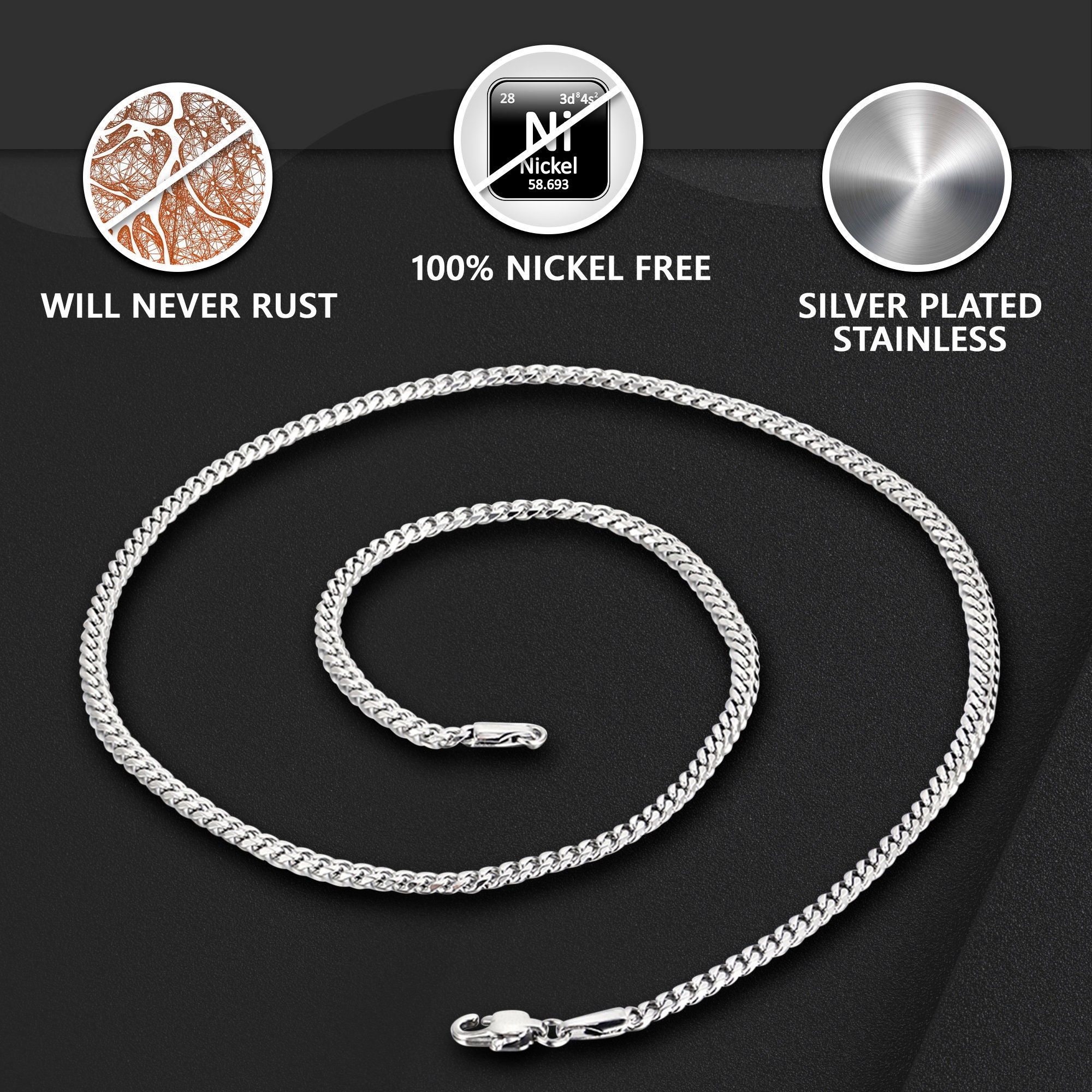 Silver Bracelet Chain 5mm Cuban Link Chain, Silver Bracelet Silver Bracelet Chain 5mm Cuban Link Chain, Silver Bracelet