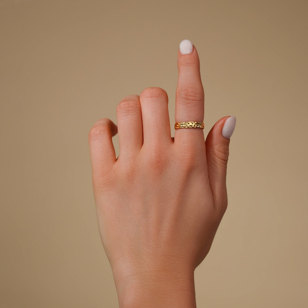 18K Gold Band Ring Gold Ring Women Gold Rings for Women