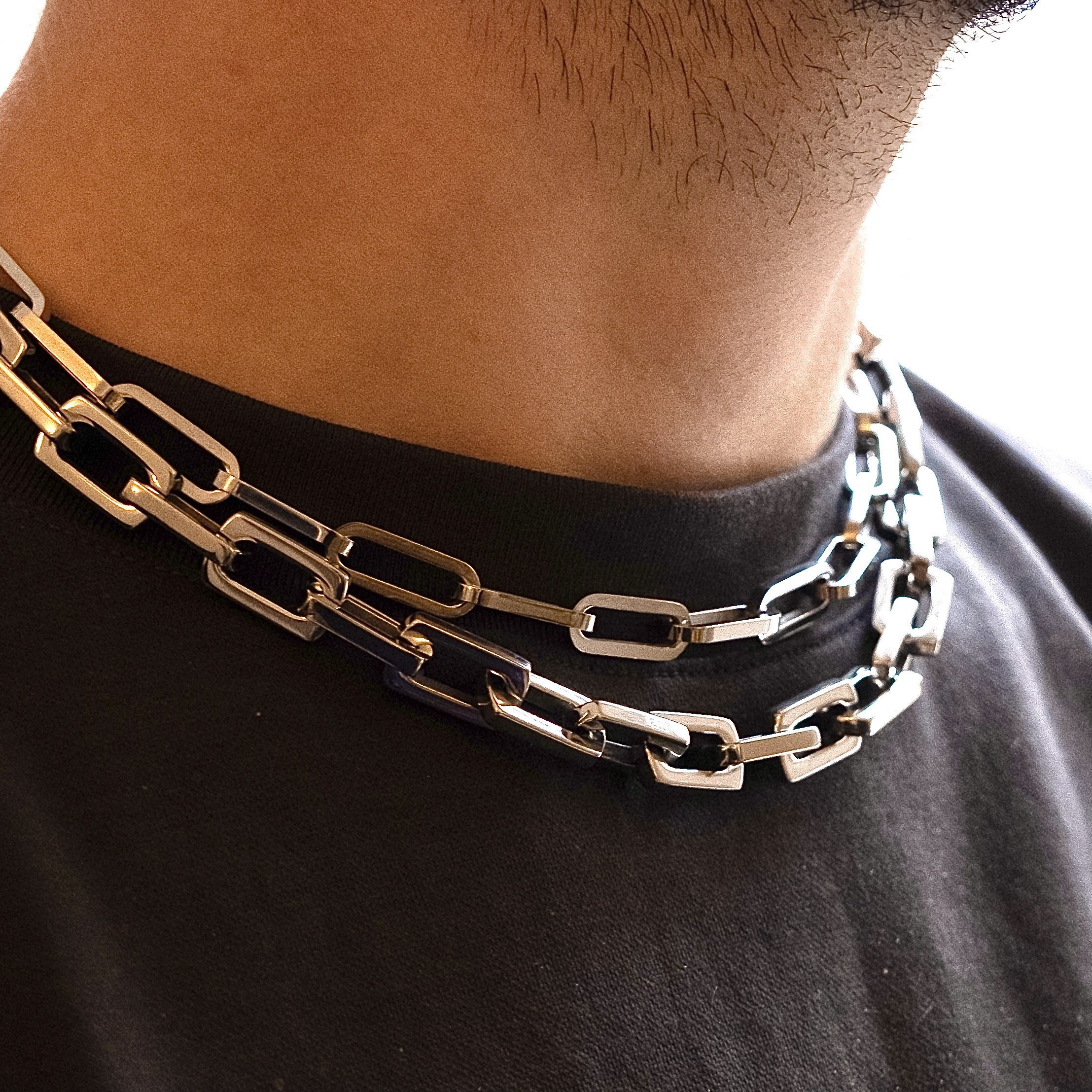 Screw Clasp Mens Silver Chain Necklace 18