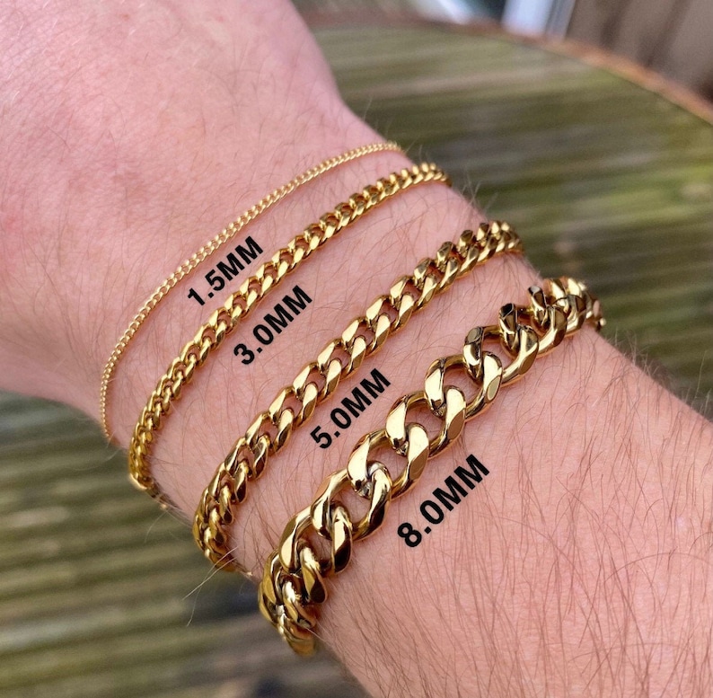 18k Gold Mens Bracelet Chain For Men, Silver Bracelets Cuban Link Bracelet Chain, Curb Gold Bracelets For Women Men Bracelet, Women's Chains 