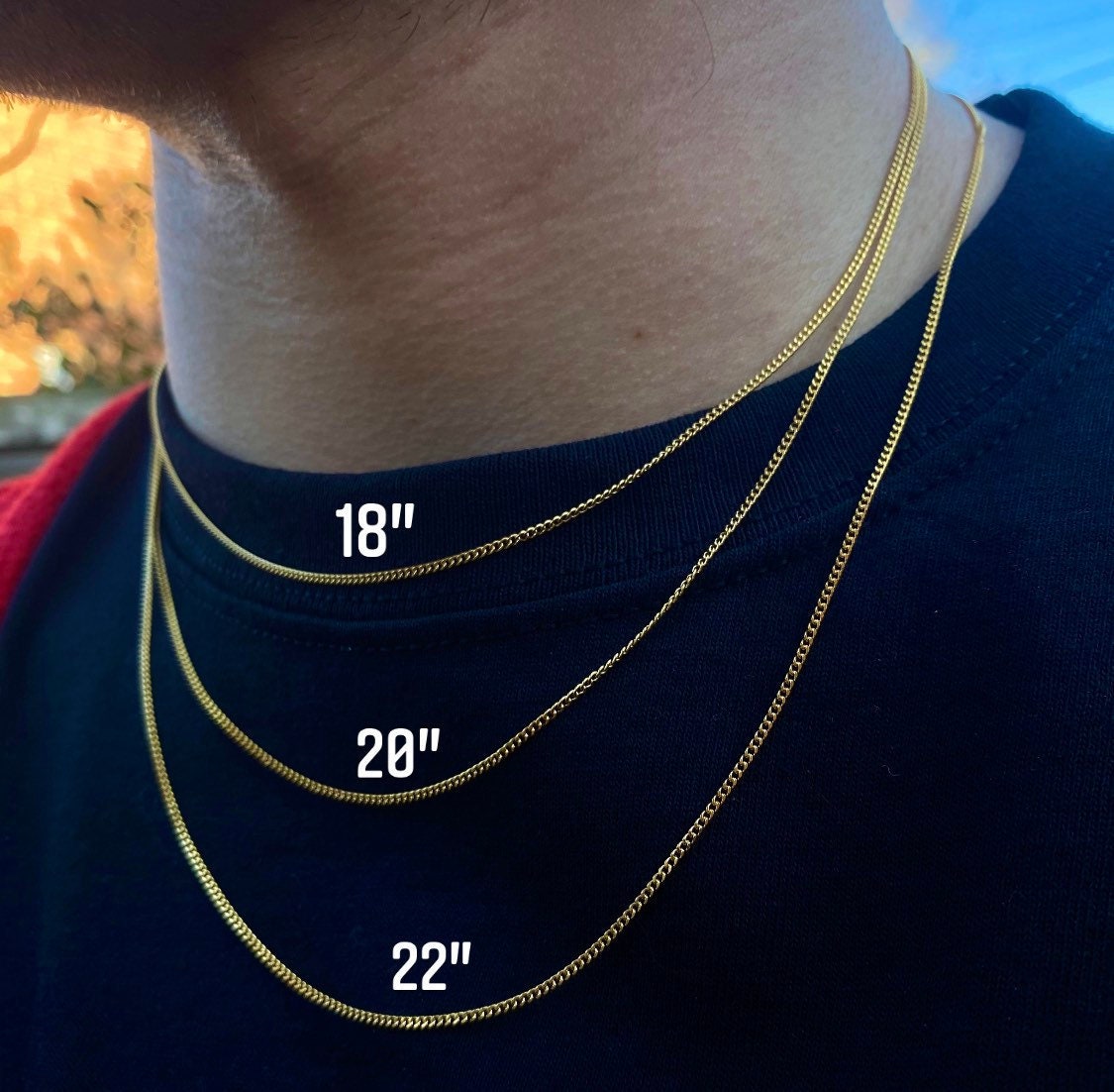 Damen 18 Karat Gold Stil Miami Cuban Link Halskette mit Kreuz-Anhänger für Herren mit massiver Schließe