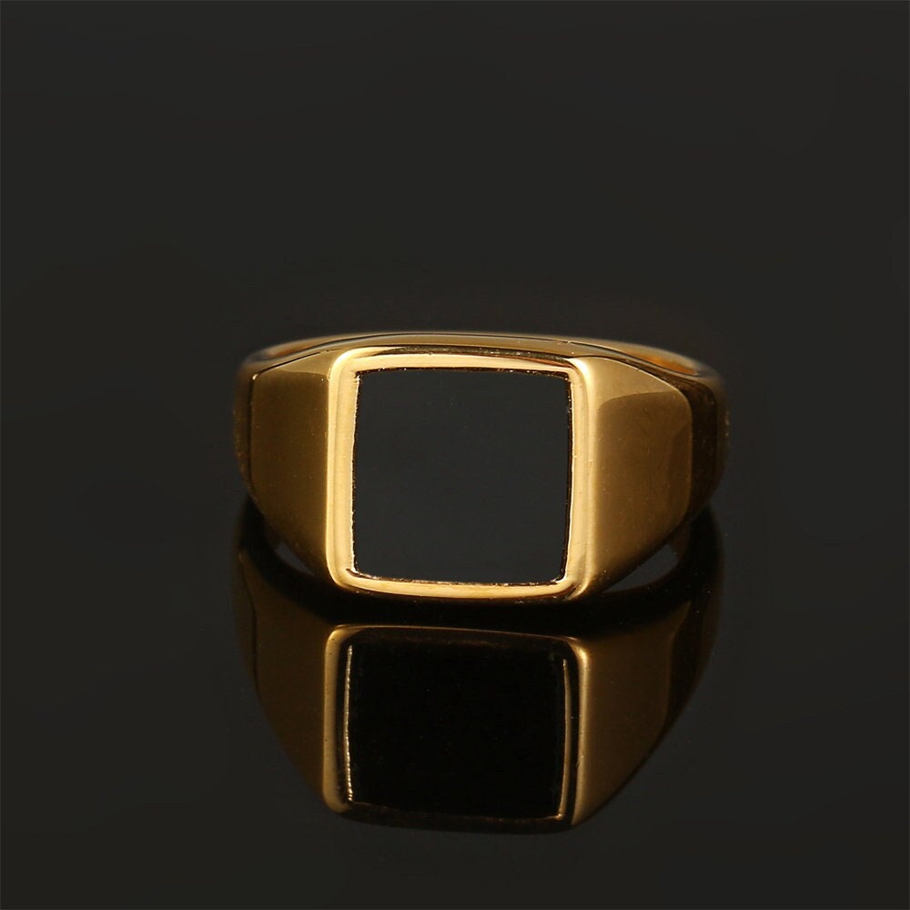 Mens Ring 18K Gold Square Onyx Signet Ring for Men, Minimalist Vintage 80s Signet Ring Gold Pinky Ring Mens Jewelry by Twistedpendant - Etsy Mens Ring 18K Gold Square Onyx Signet Ring for Men, Minimalist Vintage 80s Signet Ring Gold Pinky Ring Mens Jewelry by Twistedpendant - Etsy