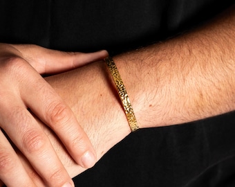 Mens Cuff Bracelet - 18K Gold Bangle Cuff For Men - Thin Minimal Hammered Gold Cuff - Gold Bangles - Mens Jewellery - Cuff Bangle Bracelet