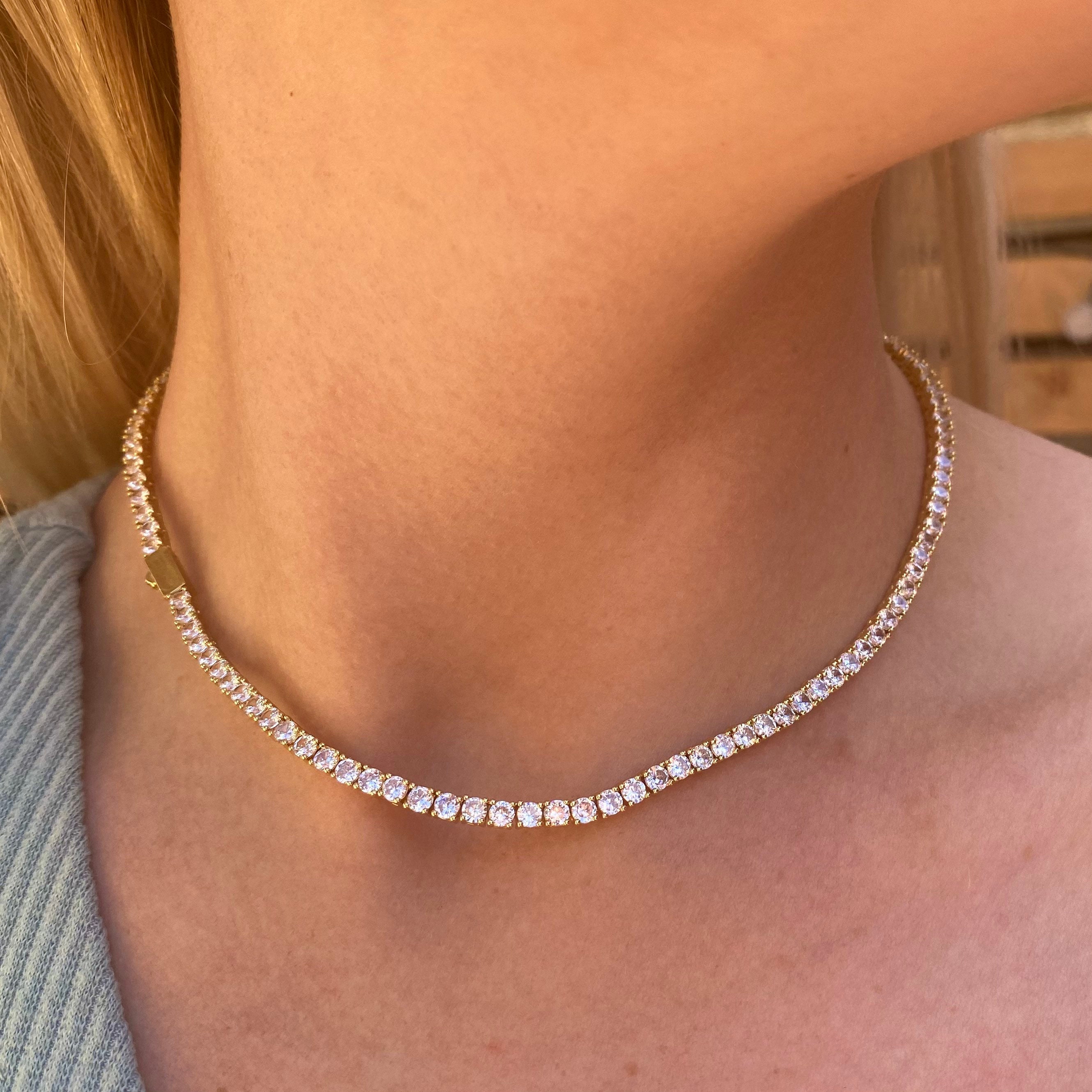 14K Gold Tennis Necklace 2mm/3mm, Gold Chain Necklace, 18K 14K Gold Tennis Necklace 2mm/3mm, Gold Chain Necklace, 18K
