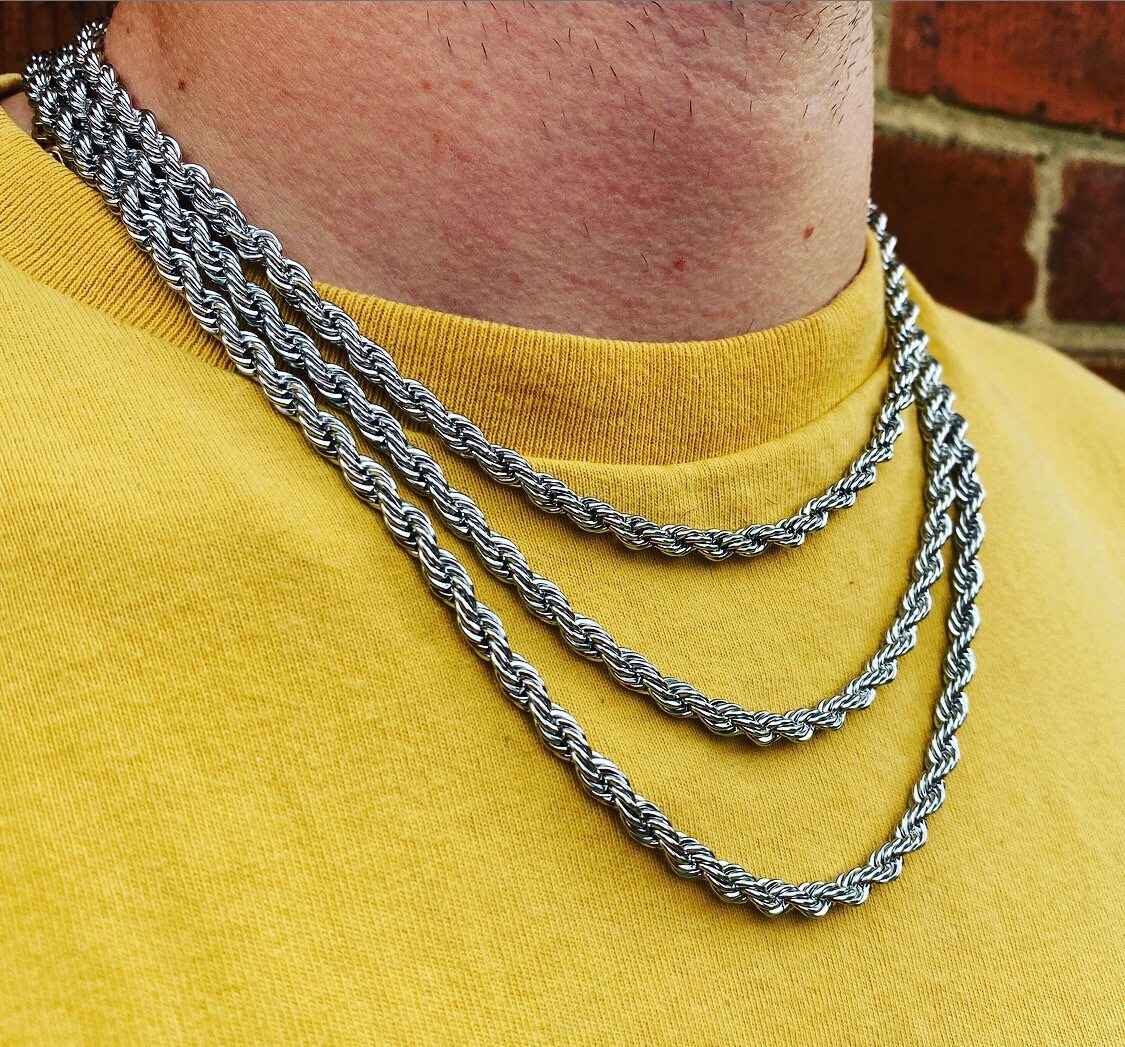 Tarnished Rope 1 x Metre of 5mm Tarnish Resistant Silver Electroplated Rope Chain # ...