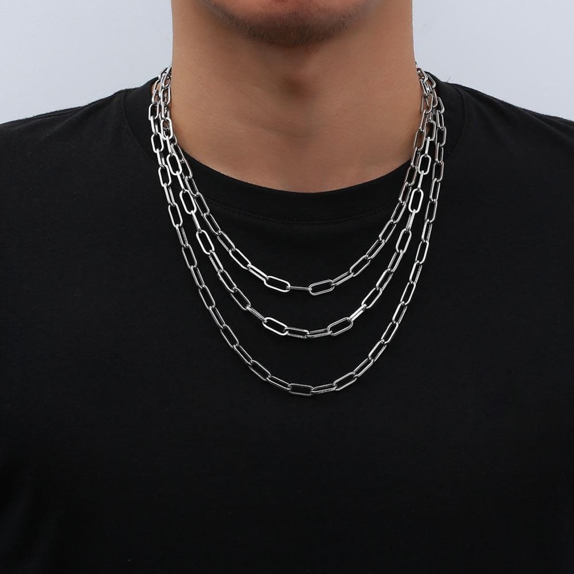 Silver Paperclip Chain Necklace Mens Chain 6mm Stainless Steel Etsy