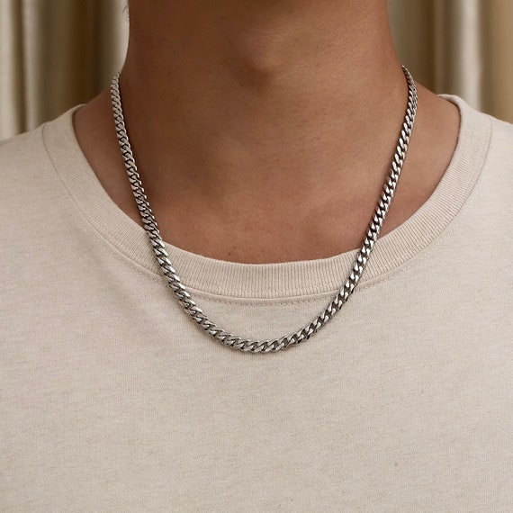 Silver Figaro Men Chain Silver Necklace for Men 5mm Thick Mens Necklace  Silver Link Chain Man Silver Chain Man by Twistedpendant 