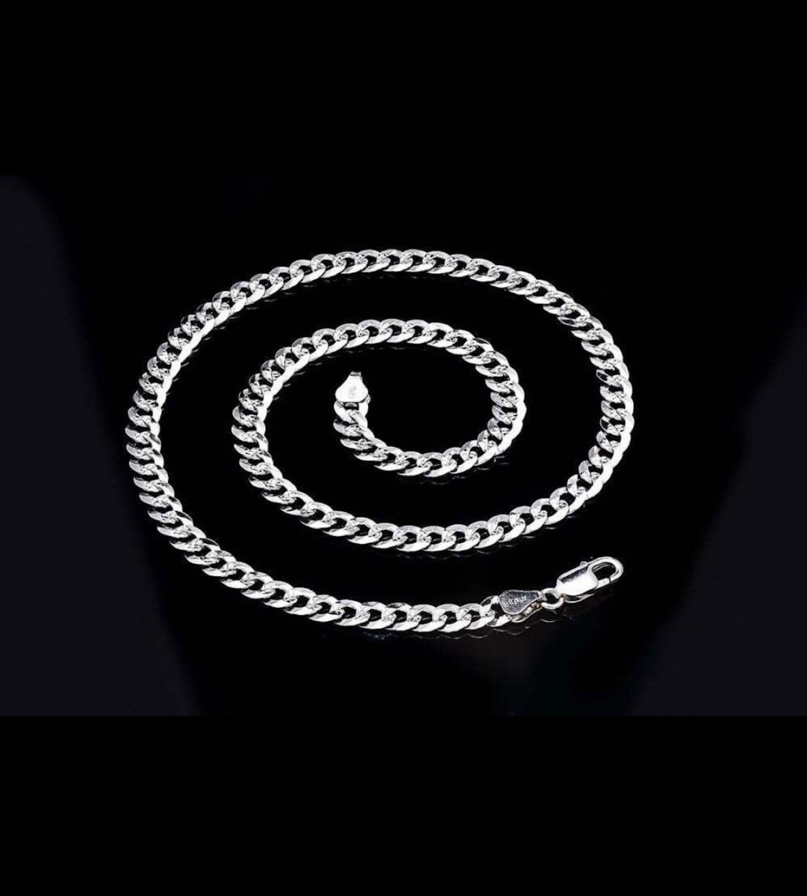 925 Sterling Silver Cuban Chain Necklace 5MM Silver Mens Etsy