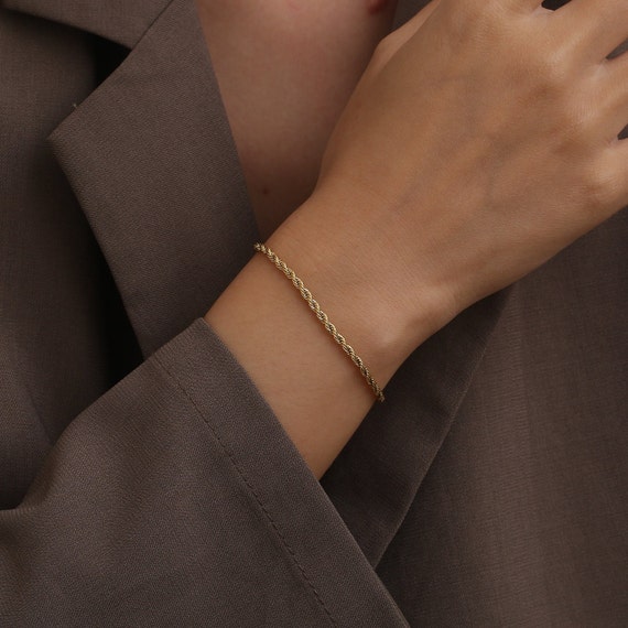 Silberarmband Frauen, Damen Armband 2,5mm Seil Kette, Dünn 18K Gold Seil  Armband Link, Silber Armband Minimalistisch Von Twistedpendant