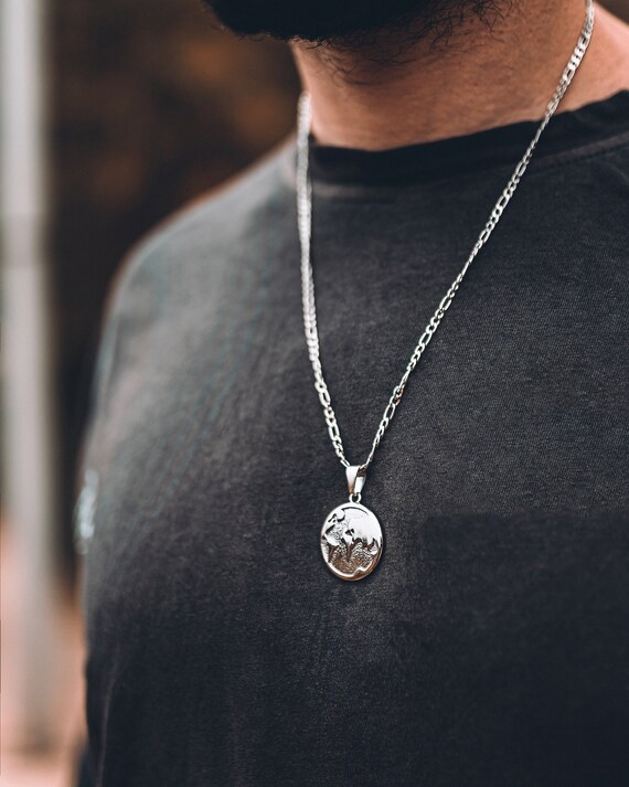 Mens Necklace World Necklace For Man Mens Pendant Compass Etsy Hong Kong