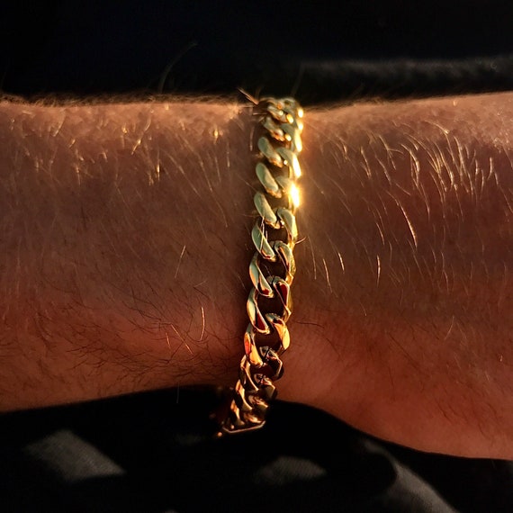 Custom Cuban Link Polished Stainless Bracelet for Men's Bikers 1/4