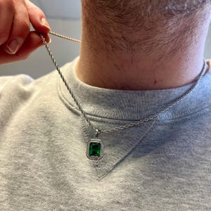 Green Diamond Necklace - Emerald Colour Green