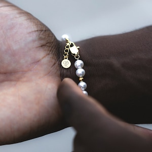 Pearl Bracelets For Men 2026.Mens Bracelet - 18K Gold Pearl Bracelet for Men - Mens Jewelry - Pearl ...