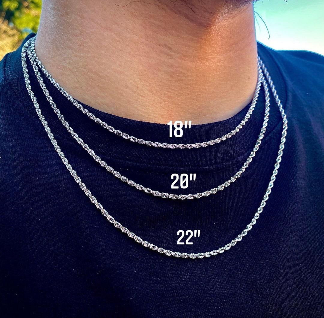 Silver Chain Necklace 2.5mm Rope Mens Chain Silver Curb Link Chain