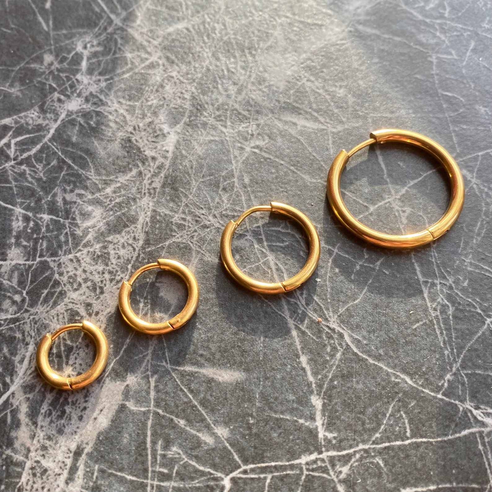 Mens Gold Hoop Earrings 18K Gold 16mm Mens Hoop Earrings Etsy UK