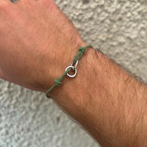 Mens Bracelet Rope Chain, Thin Green Nylon Rope Bracelet,