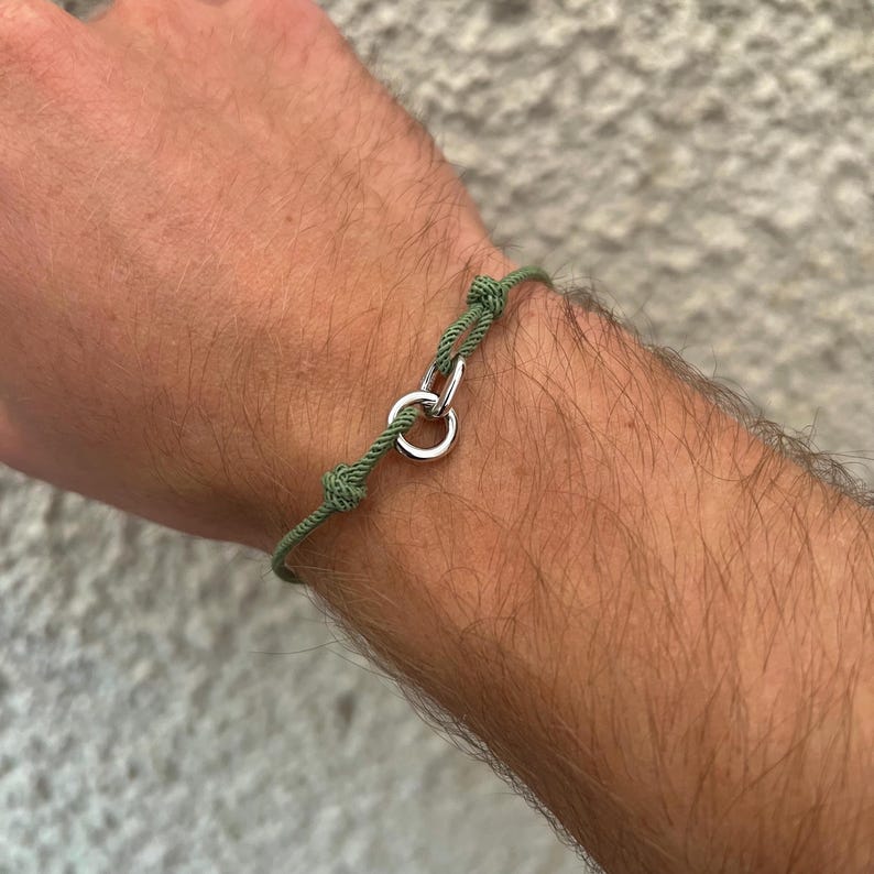 Mens Bracelet Rope Chain, Thin Green Nylon Rope Bracelet,