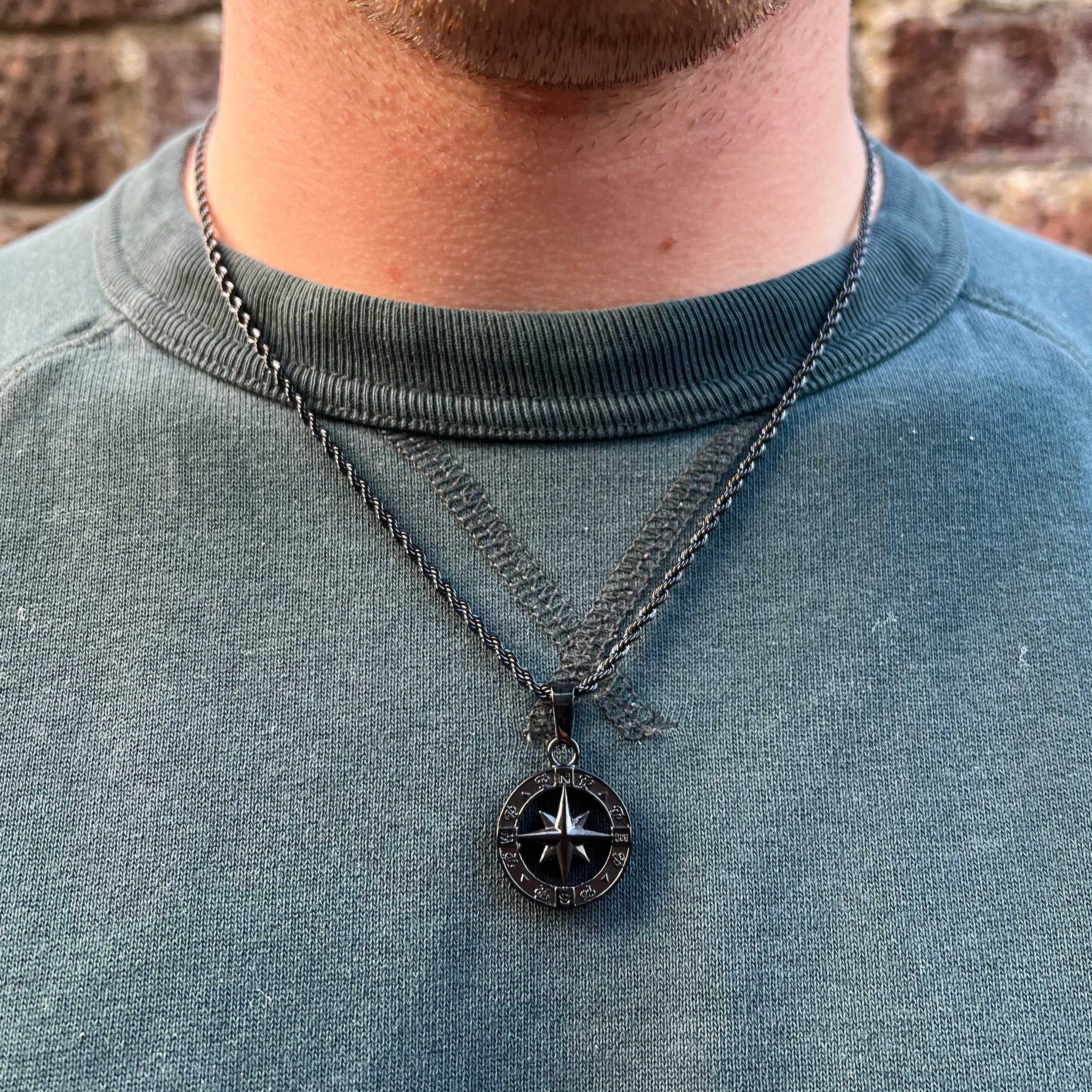 Fiusem Black Chain for Men, 2mm Stainless Steel Necklace for