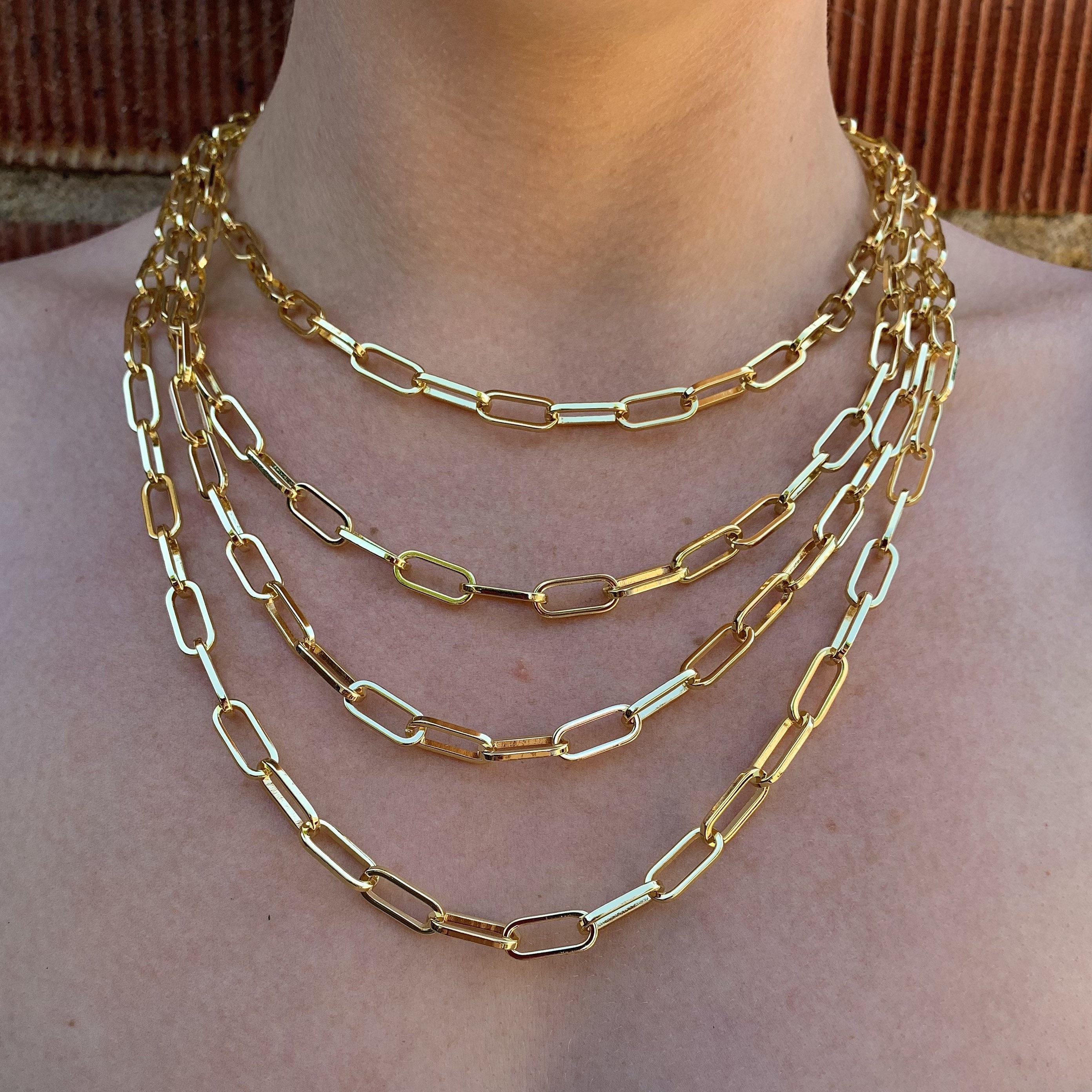 Womens gold outlet paper clip necklace