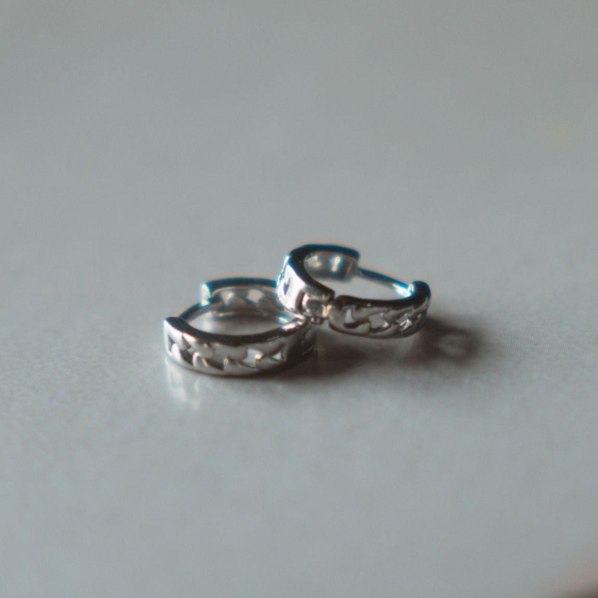 Mens Earrings - 925 Sterling Silver Chain Hoop Earrings