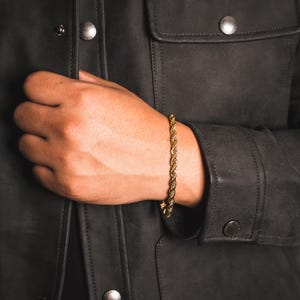 18K Gold Bracelet Men, Mens Bracelet 5mm Rope Chain, Mens Jewelry, Thick Gold Bracelet Link, Gold Bracelet Chains for Men- By Twistedpendant image 9