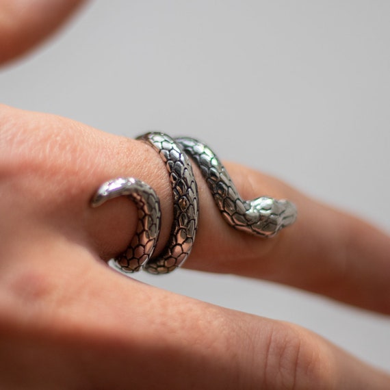 Silver Snake Ring - Python Ring - Snake Lover Ring – Adina Stone Jewelry