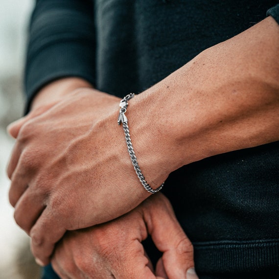 Silver Bracelet Men Mens Bracelet 3mm 