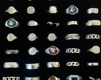 Herenringen - Zilveren zegelringen / bandringen voor mannen - Heren pinkringen - Roestvrijstalen herensieraden