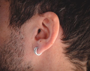 Aros para hombre - Aros Huggie de plata 925 para hombre - Aros pequeños de 12 mm de grosor - Regalos de joyería para hombre para el día a día en el Reino Unido