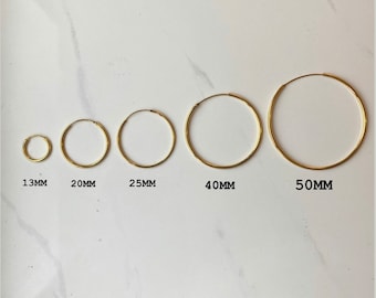18K Gold Hoop Earrings UK, Plain Gold Earrings For Women, Small Gold Dainty Hoops, Thin Gold Minimalist Earrings, Women&#39;s Jewellery Gifts