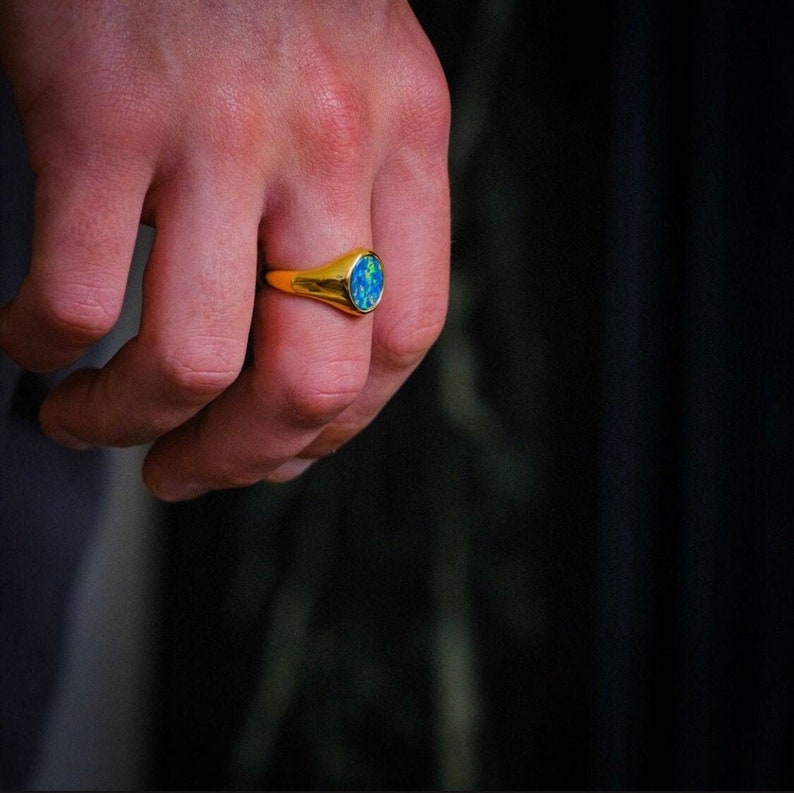 Mens Ring Opal Ring 18K Gold Ring Gold Rings Etsy