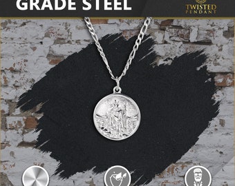 18K Gold St Christopher Pendant Necklace - Mens Jewelry