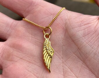 14K Gold Feather Necklace Sterling 
